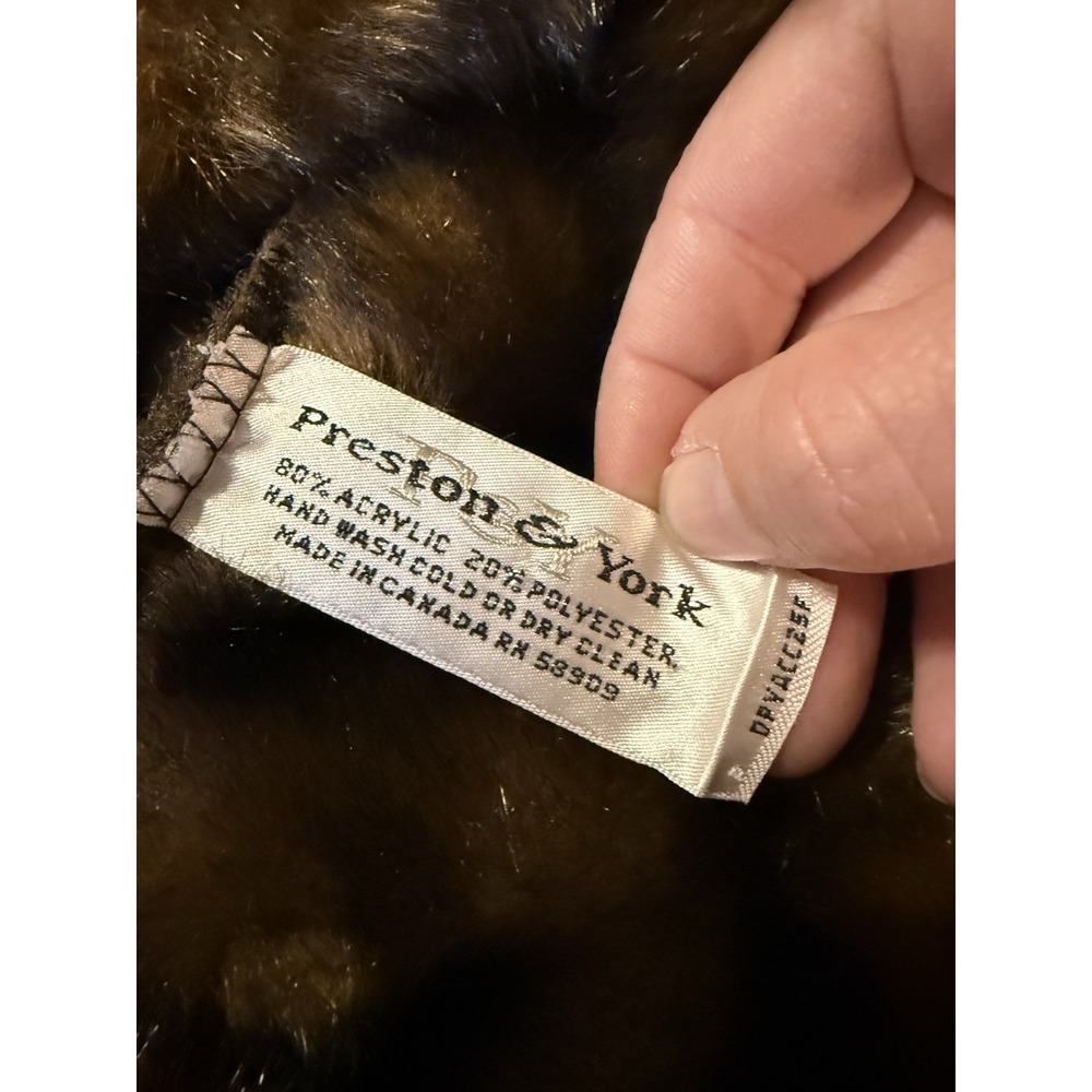 Vintage Preston & York Faux Fur Fleece Lined Bucket Hat Brown Winter Women's - Picture 5 of 7